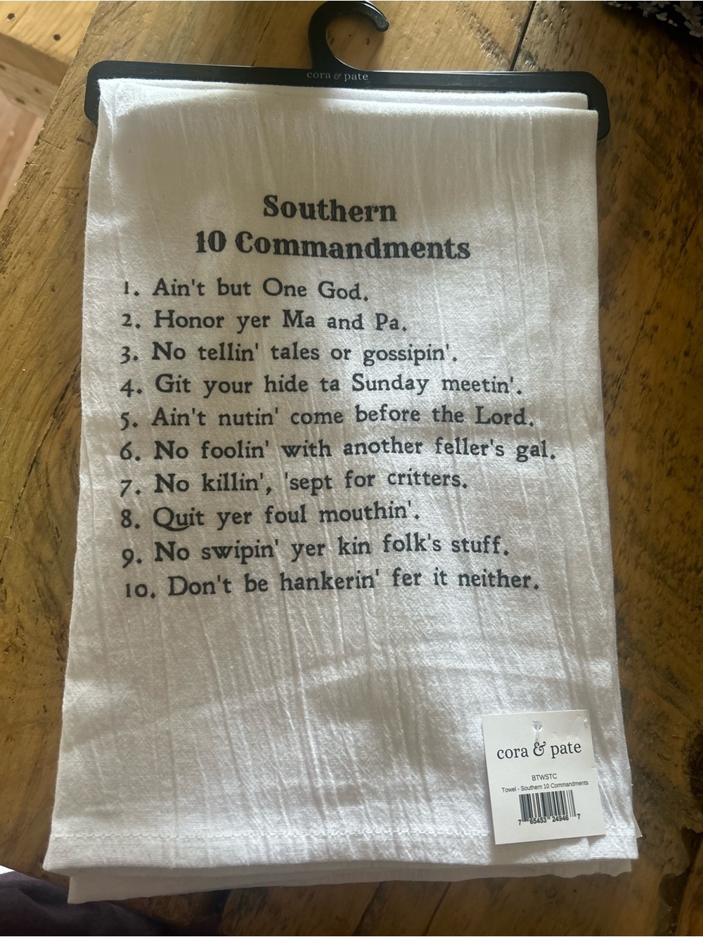 Cora & Pate White 'Southern 10 Commandments' Cotton Kitchen Towel